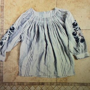 Striped Kids Blouse with Embroidered Sleeves